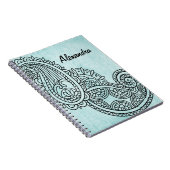 Turquoise Mehndi Motif Notebook Notizblock (Rechte Seite)
