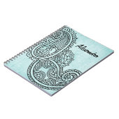 Turquoise Mehndi Motif Notebook Notizblock (Linke Seite)