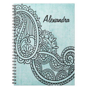 Turquoise Mehndi Motif Notebook Notizblock
