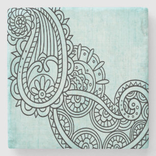 Turquoise Mehndi Motif Stone Untersetzer