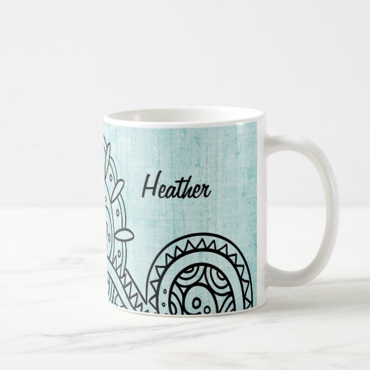 Turquoise Mehndi Motif Tasse (Rechts)