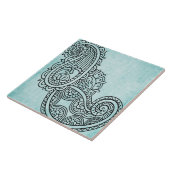 Turquoise Mehndi Motif Tile Fliese (Seite)