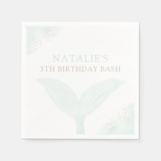 Turquoise Mermaid Girl Birthday Party Serviette (Vorderseite)