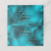 Turquoise metallic monogram initials wedding platzkarte (Außenseite Aufgefaltet)