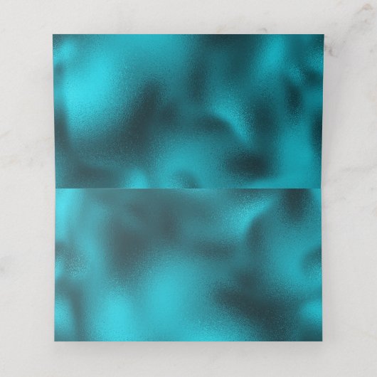 Turquoise metallic monogram initials wedding platzkarte (Innenseite Aufgefaltet)