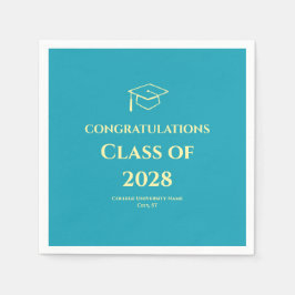 Turquoise Modern Congratulations Graduation Party Serviette