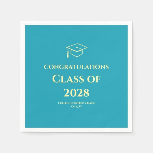 Turquoise Modern Congratulations Graduation Party Serviette (Vorderseite)