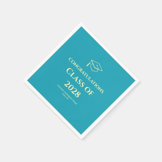 Turquoise Modern Congratulations Graduation Party Serviette (Ecke)