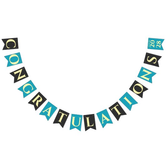 Turquoise Modern Graduation Party Congratulations Wimpelkette (Alle)
