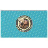 Turquoise Modern Graduation Photo Cap Pattern Tischdecke (Vorderseite (Horizontal))