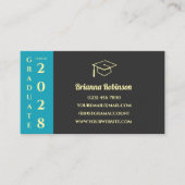 Turquoise Modern Graduation QR Code Name Card Telefonnummerkarte (Vorderseite)
