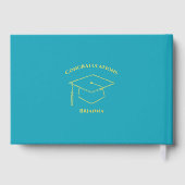 Turquoise Modern Photo Graduation Party Gold Gästebuch (Rückseite)