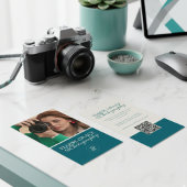 Turquoise Modern Photo Logo QR Code Visitenkarte