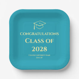 Turquoise Modern Typography Graduation Party Pappteller