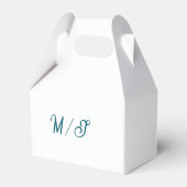Turquoise monogram wedding couple name simple styl geschenkschachtel (Rückseite)