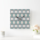 Turquoise Moroccan Pattern Quadratische Wanduhr (Zuhause)