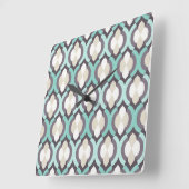 Turquoise Moroccan Pattern Quadratische Wanduhr (Winkel)