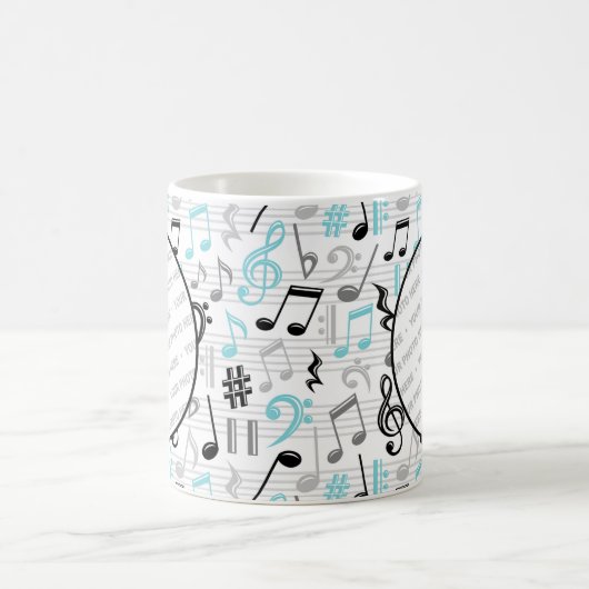 Turquoise Music Pattern Foto Tasse (Mittel)