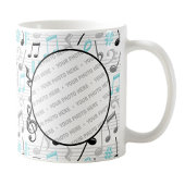 Turquoise Music Pattern Foto Tasse