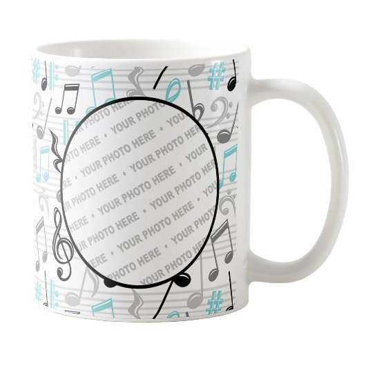 Turquoise Music Pattern Foto Tasse