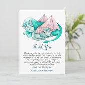Turquoise Mutter und Baby Dragon Danke Karte (Stehend Vorderseite)