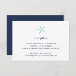 Turquoise & Navy Starfish Empfang Card Einladung