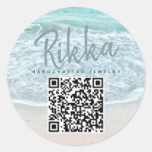 Turquoise Ocean Beach Handmade Jewelry QR Code Runder Aufkleber (Vorderseite)
