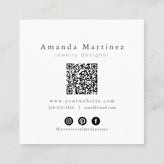 Turquoise Ocean Sandy Beach Handmade Jewelry QR Quadratische Visitenkarte (Rückseite)