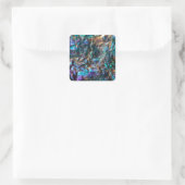 Turquoise Oil Slick Quartz Quadratischer Aufkleber (Tasche)