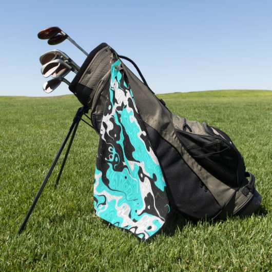 Turquoise Oil Spill Rave Camo Golfhandtuch (Gras)