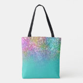 Turquoise Ombre Mermaid Bokeh Glitzer Tasche (Rückseite)