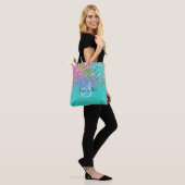 Turquoise Ombre Mermaid Bokeh Glitzer Tasche (Am Model)
