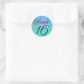 Turquoise Ombre Mermaid Glitzer 16 . Geburtstag Runder Aufkleber (Tasche)