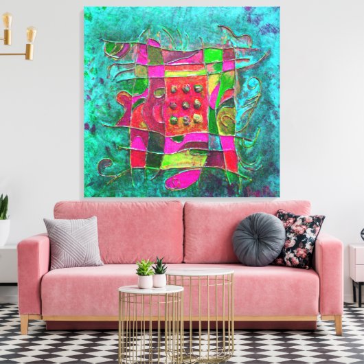 "Turquoise Opening" von Paul Buică Leinwanddruck (Insitu (Wohnzimmer))