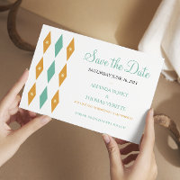 Turquoise Orange Diamonds Midjahrhundert Save the 