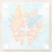 TURQUOISE & ORANGE HERBSTLAUBS BOWS PUMPKINS GLASUNTERSETZER (Rückseite)