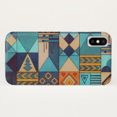 Turquoise & Orange Patchwork Case-Mate iPhone Hülle (Rückseite (Horizontal))