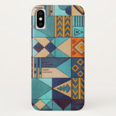Turquoise & Orange Patchwork Case-Mate iPhone Hülle (Rückseite)