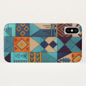 Turquoise & Orange Patchwork  Case-Mate iPhone Hülle (Rückseite (Horizontal))