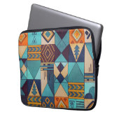 Turquoise & Orange Patchwork Tote Laptopschutzhülle (Vorderseite Links)