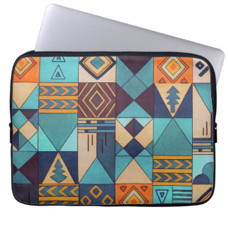 Turquoise & Orange Patchwork Tote Laptopschutzhülle