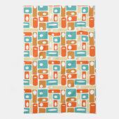 Turquoise Orangefarbene Rechtecke Muster Mitte des Geschirrtuch (Vertikal)