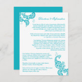 Turquoise Paisley Peacock Chic Hochzeitsinformatio Begleitkarte (Vorne/Hinten)