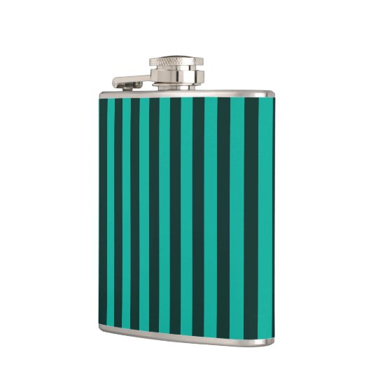 Turquoise Peacock Vertikale Streifen Flachmann (Links)