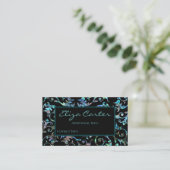 Turquoise Pearl Floral Business Card Visitenkarte (Stehend Vorderseite)