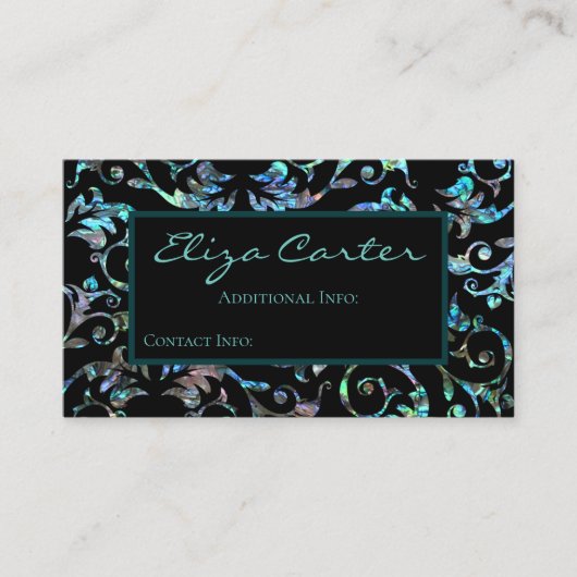 Turquoise Pearl Floral Business Card Visitenkarte (Vorderseite)