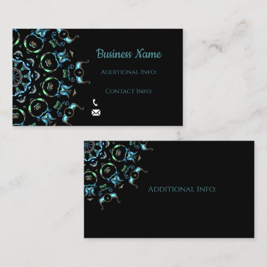 Turquoise Pearl Mandala Business Card Visitenkarte (Vorne/Hinten)
