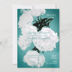 Turquoise Peonies Floral Elegante Babydusche Einladung