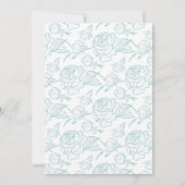Turquoise Peony Elegance Wedding Einladung (Rückseite)
