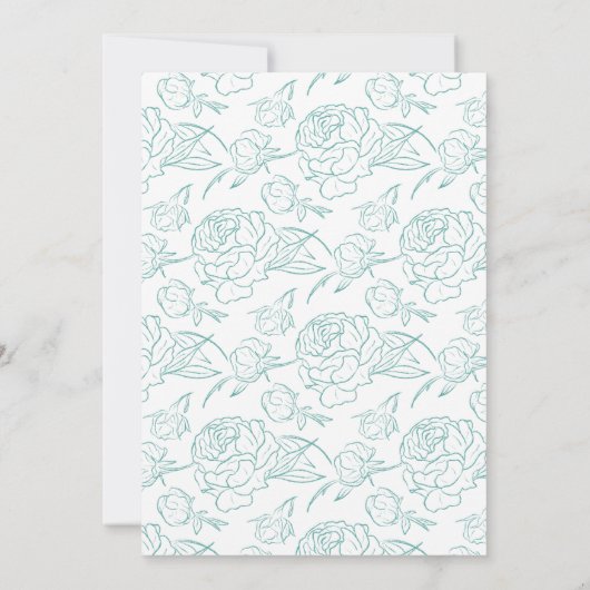 Turquoise Peony Elegance Wedding Einladung (Rückseite)